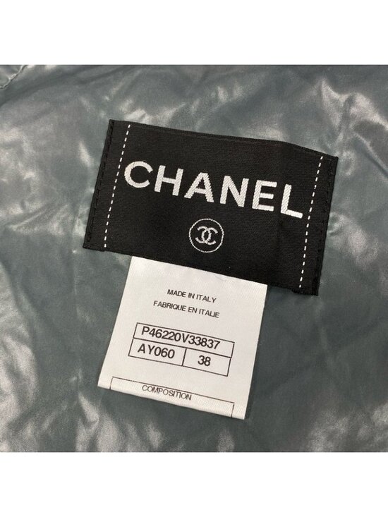 Chanel Camellia CC Logo Stand Collar Jacket Coat 38 Navy - Picture 9 of 10